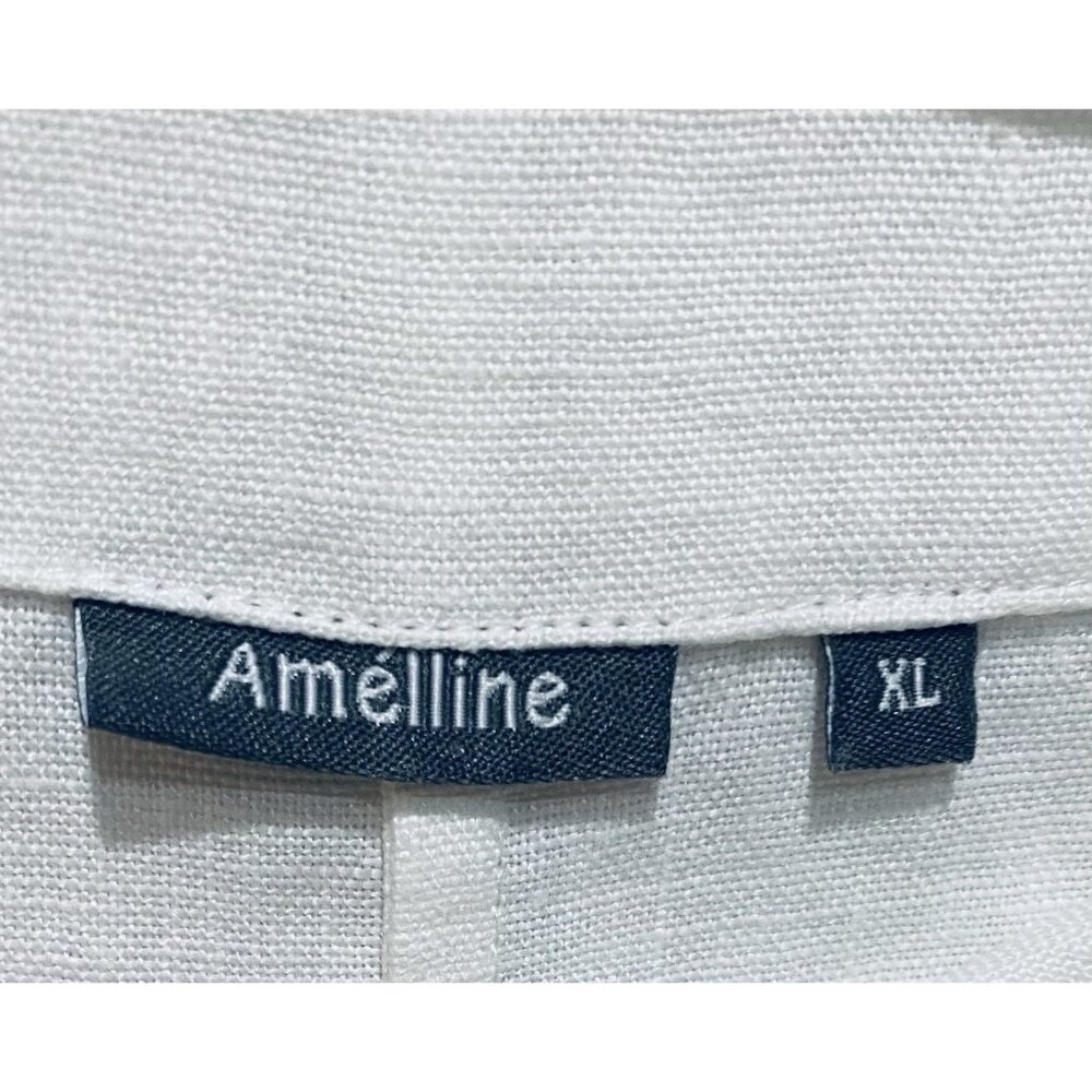 Amelline Top Womens XL White Linen Tunic Side Buttons Minimalist Lagenlook Boho - Picture 5 of 7